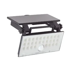 LED-Solar-Außenwandstrahler Luton Sensor, schwarz, B 19 cm