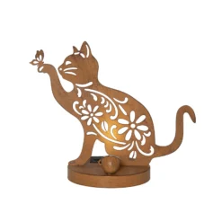 LED-Solar-Dekolampe Oxicat, Höhe 30 cm, rostfarben, IP44