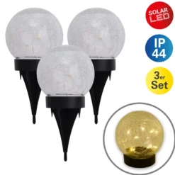 LED-Solar-Dekoleuchte 5248203 aus Glas, 3er-Set