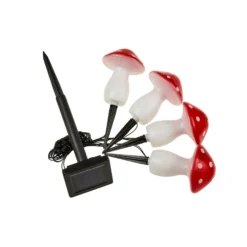 LED-Solar-Erdspieß Fairy Mushroom, 4er-Set, rot/weiß, IP44