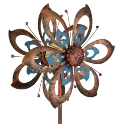 LED-Solar-Erdspießleuchte 36571, Blume, Windspiel, Metall