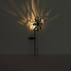 LED-Solar-Erdspießleuchte 36576, rostbraun, Metall, Glas