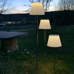 LED-Solar-Erdspießleuchte Solini, weiß/silber, Höhe 90 cm