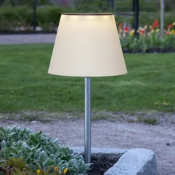 LED-Solar-Erdspießleuchte Solini, weiß/silber, Höhe 90 cm