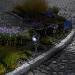 LED-Solar-Erdspießstrahler SPOTI, schwarz, 3er-Set, IP44
