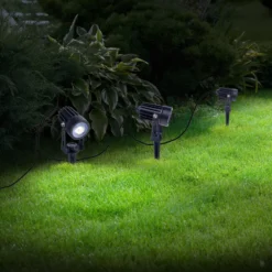 LED-Solar-Erdspießstrahler SPOTI, schwarz, 3er-Set, IP44
