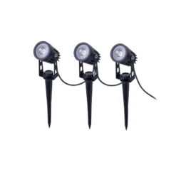 LED-Solar-Erdspießstrahler SPOTI, schwarz, 3er-Set, IP44