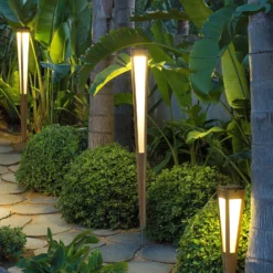 LED-Solarfackel Tecka mit Sensor, 120 cm, teak
