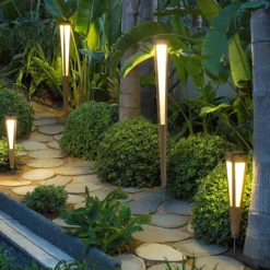 LED-Solarfackel Tecka mit Sensor, 52 cm, teak