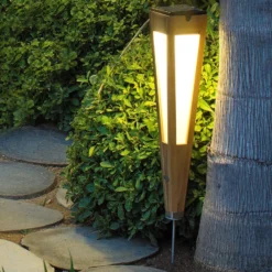 LED-Solarfackel Tecka mit Sensor, 52 cm, teak