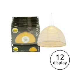 LED-Solar-Hängeleuchte 33982, weiß, Leinen, Kunststoff