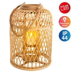 LED-Solarlaterne Korb, Bambus, Höhe 38 cm, natur