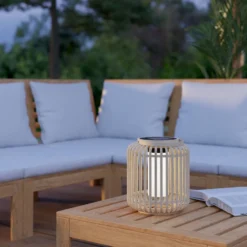 LED-Solar-Laterne Marliano, Höhe 24 cm, holz hell, Holz