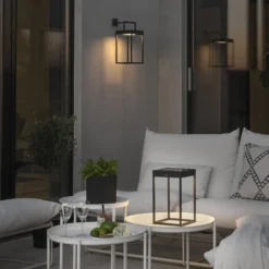 LED-Solarlaterne Portofino, Wand / Tisch, schwarz