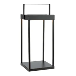 LED-Solarlaterne Pure, schwarz, USB, Metall, Höhe 42 cm