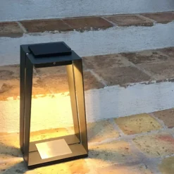 LED-Solarlaterne Skaal aus Aluminium, 40 cm, grau