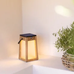 LED-Solarlaterne Tecka tragbar, teak 25 cm