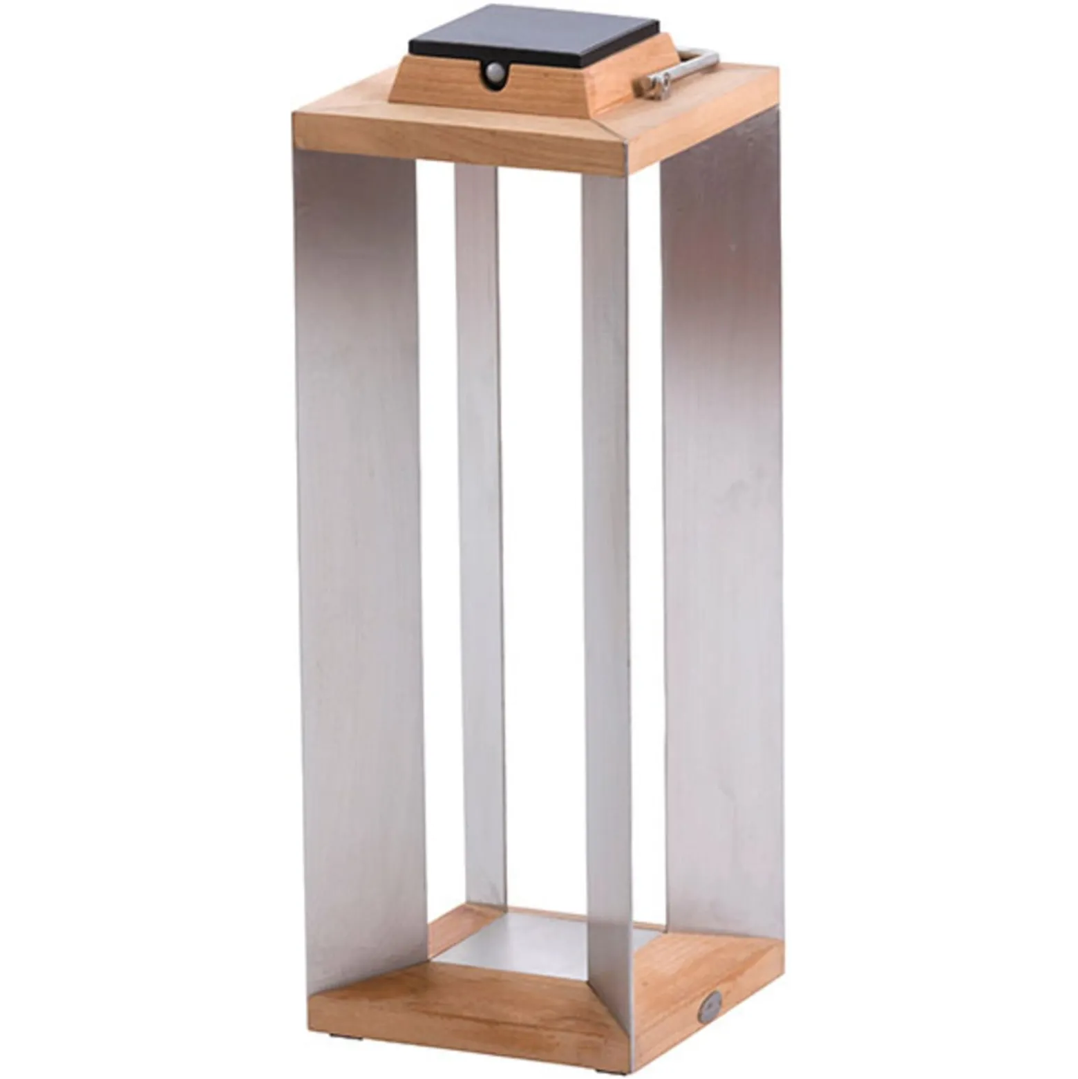 LED-Solarlaterne Teckinox, Teak/Stahl, 65,5cm