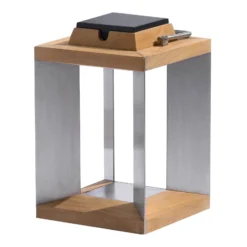 LED-Solarlaterne Teckinox, Teak/Stahl, 36,5cm