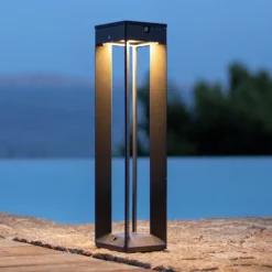LED-Solarleuchte Borne mit Sensor, 45 cm, grau