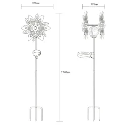 LED-Solarleuchte 36578, Erdspieß, rostbraun, Metall, Glas