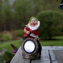 LED-Solarleuchte Gnomy bunt/rot Kunststoff 21 cm Holzfäller