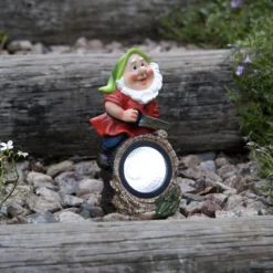 LED-Solarleuchte Gnomy bunt/rot Kunststoff 21 cm Holzfäller