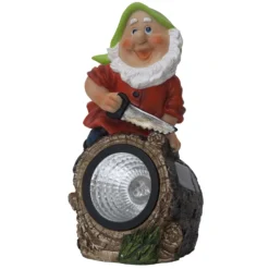 LED-Solarleuchte Gnomy bunt/rot Kunststoff 21 cm Holzfäller