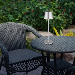 LED-Solarleuchte Metall, silberfarben, Höhe 41 cm, IP44