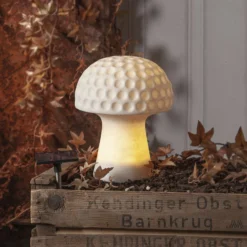 LED-Solarleuchte Sandy, 24 cm, weiß, Kunststoff, Pilzform