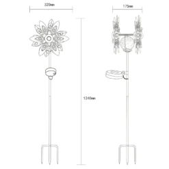 LED-Solarleuchte 36578S, Erdspieß, silber/schwarz, Metall