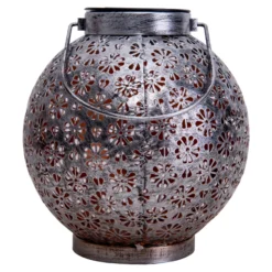 LED-Solarleuchte 52854, silber, Metall, 20 cm, IP44, 2er-Set