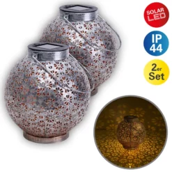 LED-Solarleuchte 52854, silber, Metall, 20 cm, IP44, 2er-Set