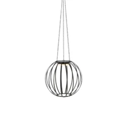 LED-Solar-Pendelleuchte Kivo, Ø 37 cm, schwarz, IP44, dim.