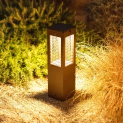 LED-Solar-Sockellampe Tradition Sensor Corten 40cm