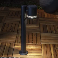 LED-Solar-Sockelleuchte Vienna, schwarz, Metall, Höhe 50 cm
