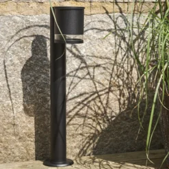 LED-Solar-Sockelleuchte Vienna, schwarz, Metall, Höhe 50 cm