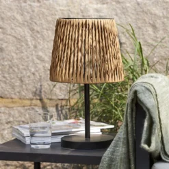 LED-Solar-Tischlampe Cesta 48cm braun/schwarz Plastik/Metall