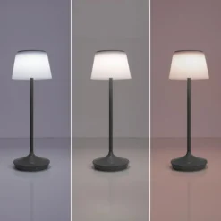 LED-Solar-Tischleuchte Emmi CCT aufladbar, grau