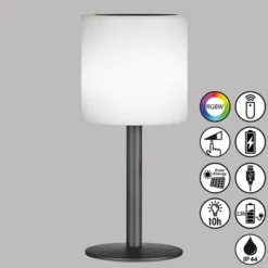 LED-Solar-Tischleuchte Lesina, sandschwarz/weiß
