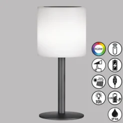 LED-Solar-Tischleuchte Lesina, sandschwarz/weiß
