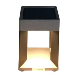 LED-Solartischleuchte Teckalu, schwarz/holz hell