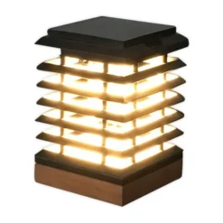 LED-Solartischleuchte Tekura aus Teak-Holz