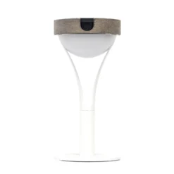 LED-Solartischleuchte Tyble, weiß / teak, 2.700 K, 200 lm