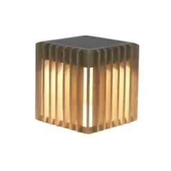 LED-Solartischleuchte Verti, teak-grau, 3.000 K, 300 lm