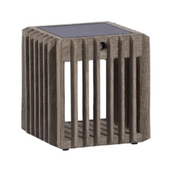 LED-Solartischleuchte Verti, teak-grau, 3.000 K, 300 lm