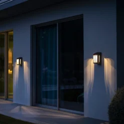 LED-Solarwandleuchte Corner mit Sensor, grau