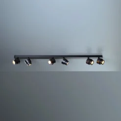 LED-Spot BRUSH, schwarz, 110 cm, 6-flg., Metall, dim 2.700 K