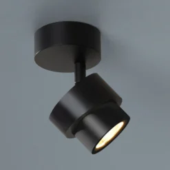 LED-Spot BRUSH, schwarz, Ø 7 cm, Metall, dimmbar, 2.700 K