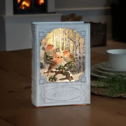 LED-Tischdeko Wasserlaterne Buch mit Vögeln
